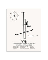Gray Illinois Valley Regional Airport-Walter A. Duncan Field framed poster displayed in an airplane hangar