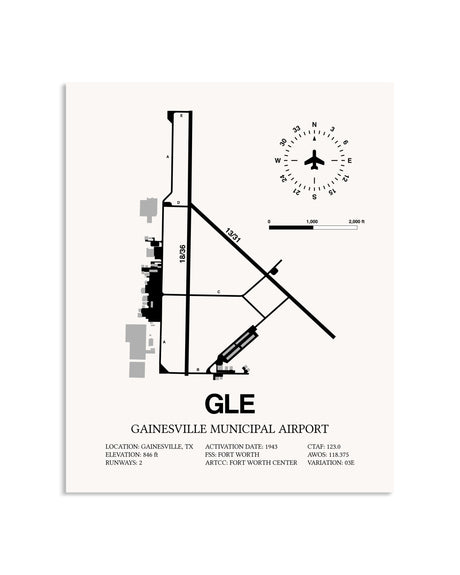 Gray Gainesville Municipal Airport framed poster displayed in an airplane hangar