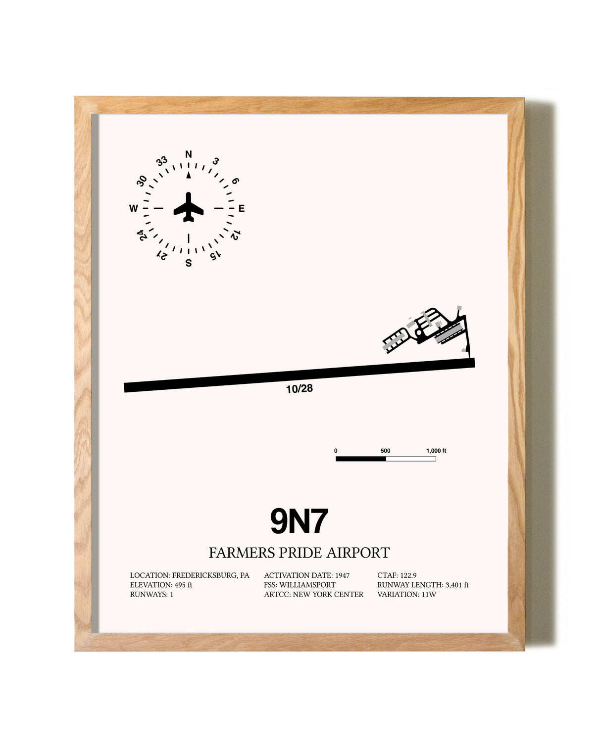 Farmers Pride Airport framed print in natural wood frame