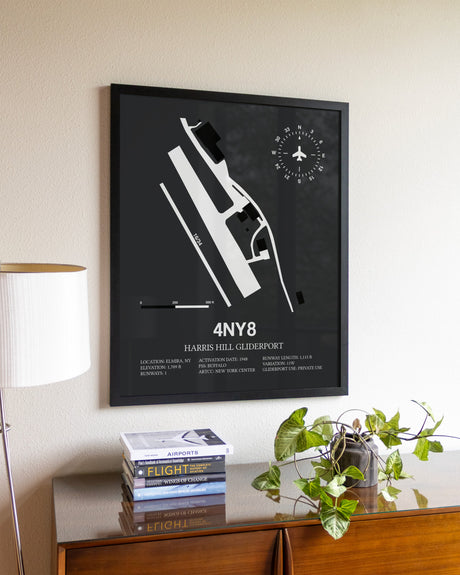Gray Framed Harris Hill Gliderport wall art poster in black frame
