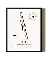 Framed Tunica Municipal Airport wall art poster in black frame