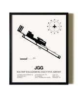Framed Waltrip Williamsburg Executive Airport wall art poster in black frame