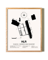 Yoakum-Defrenn Army Heliport framed print in natural wood frame