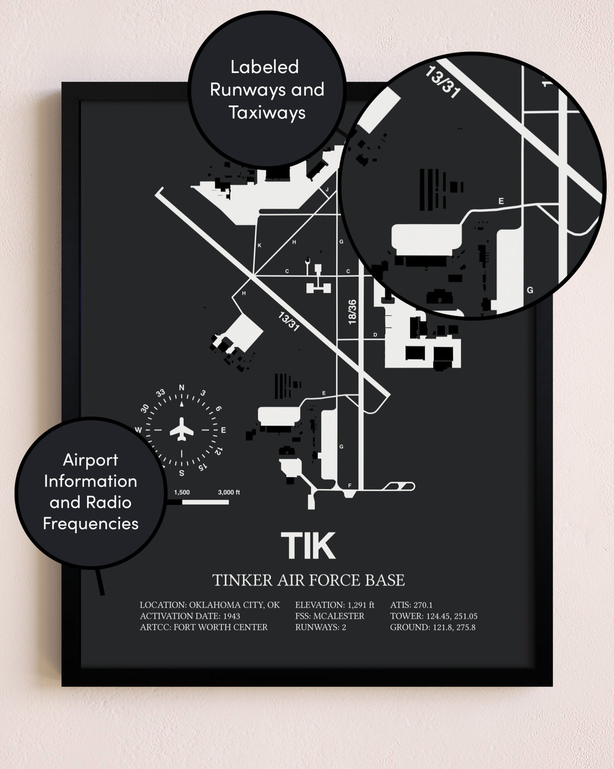 Tinker Air Force Base poster size comparison chart