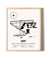 Miami-Opa Locka Executive Airport framed wall art in white frame