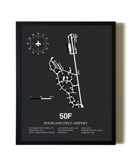 Unframed Bourland Field Airport map print poster