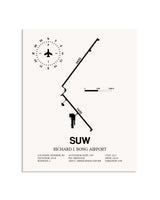 Gray Richard I Bong Airport framed poster displayed in an airplane hangar