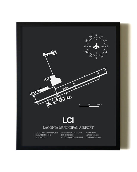 Unframed Laconia Municipal Airport map print poster
