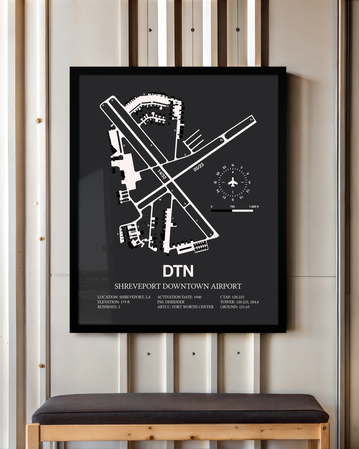 Frame color options for Shreveport Downtown Airport Wall Art