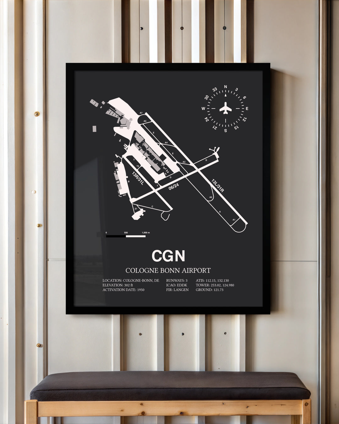Frame color options for Cologne Bonn Airport Wall Art