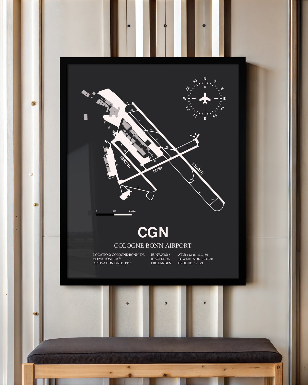 Frame color options for Cologne Bonn Airport Wall Art
