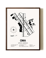 Eppley Airfield aviation print in walnut frame