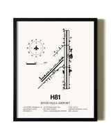 Framed River Falls Airport wall art poster in black frame