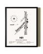 Framed River Falls Airport wall art poster in black frame