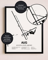 Framed Augusta State Airport layout wall art poster