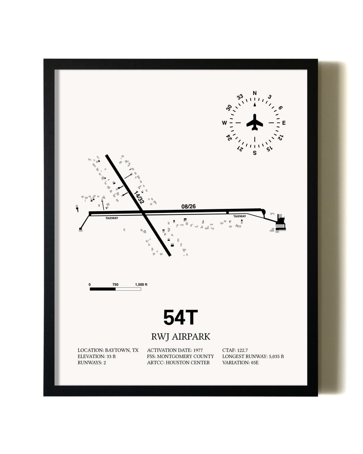 Framed RWJ Airpark wall art poster in black frame