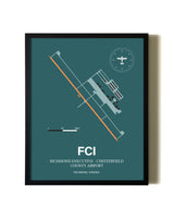 Green Richmond Executive-Chesterfield County Airport aviation wall décor in black wood frame