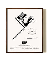 Shannon Airport aviation print in walnut frame
