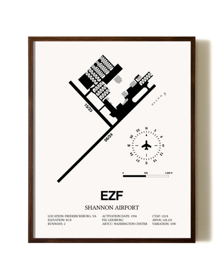 Shannon Airport aviation print in walnut frame