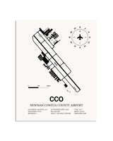 Gray Newnan Coweta County Airport framed poster displayed in an airplane hangar