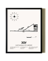 Framed East Kansas City Airport wall art poster in black frame