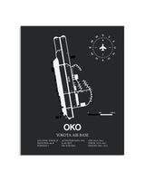 Gray Framed Yokota Air Base layout wall art poster