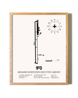 Ardmore Downtown Executive Airport framed print in natural wood frame