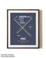 Venice Municipal Airport aviation print in walnut frame with mat