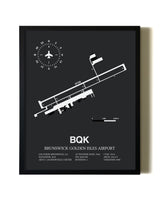 Unframed Brunswick Golden Isles Airport map print poster