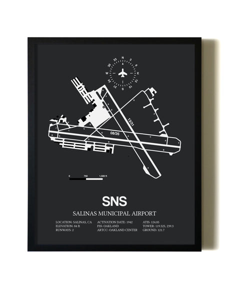 Unframed Salinas Municipal Airport map print poster