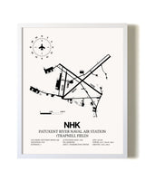 Patuxent River Naval Air Station (Trapnell Field) airport map poster in oak frame