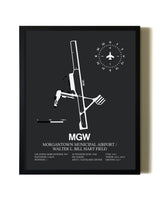 Unframed Morgantown Municipal Airport / Walter L. Bill Hart Field map print poster
