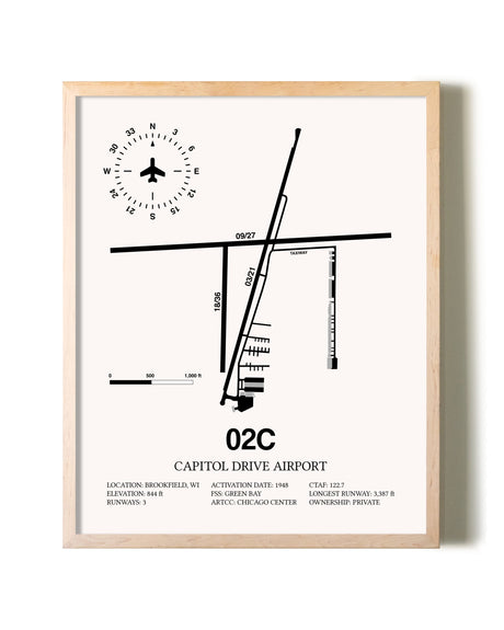 Capitol Drive Airport framed wall art in white frame