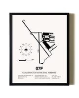 Framed Gladewater Municipal Airport wall art poster in black frame