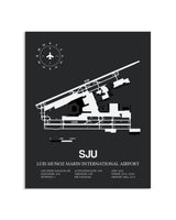 Gray Framed Luis Munoz Marin International Airport layout wall art poster