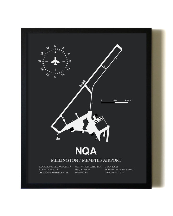 Unframed Millington / Memphis Airport map print poster