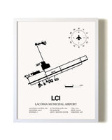 Laconia Municipal Airport airport map poster in oak frame