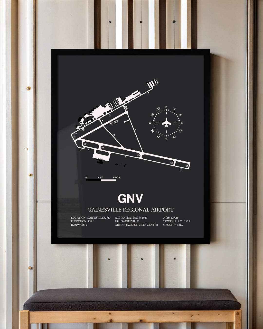 Frame color options for Gainesville Regional Airport Wall Art