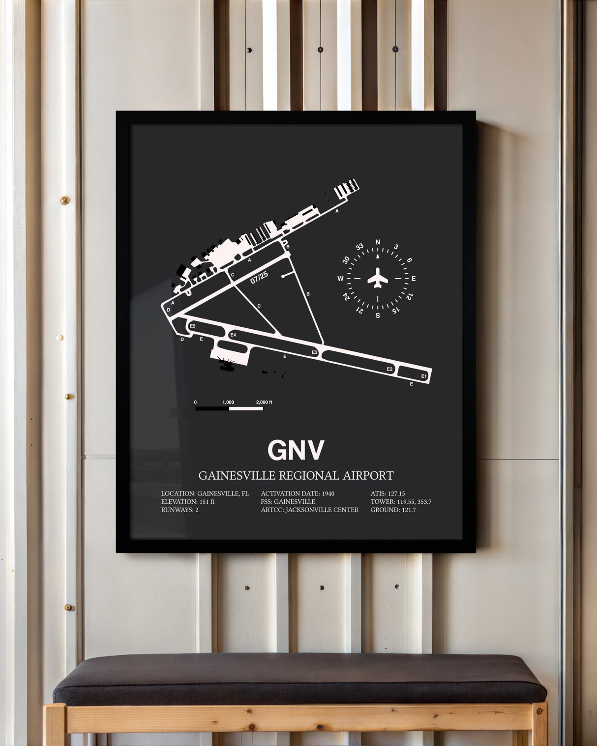 Frame color options for Gainesville Regional Airport Wall Art