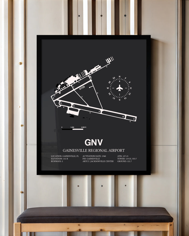 Frame color options for Gainesville Regional Airport Wall Art