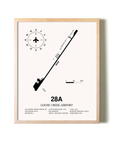 Goose Creek Airport framed wall art in white frame