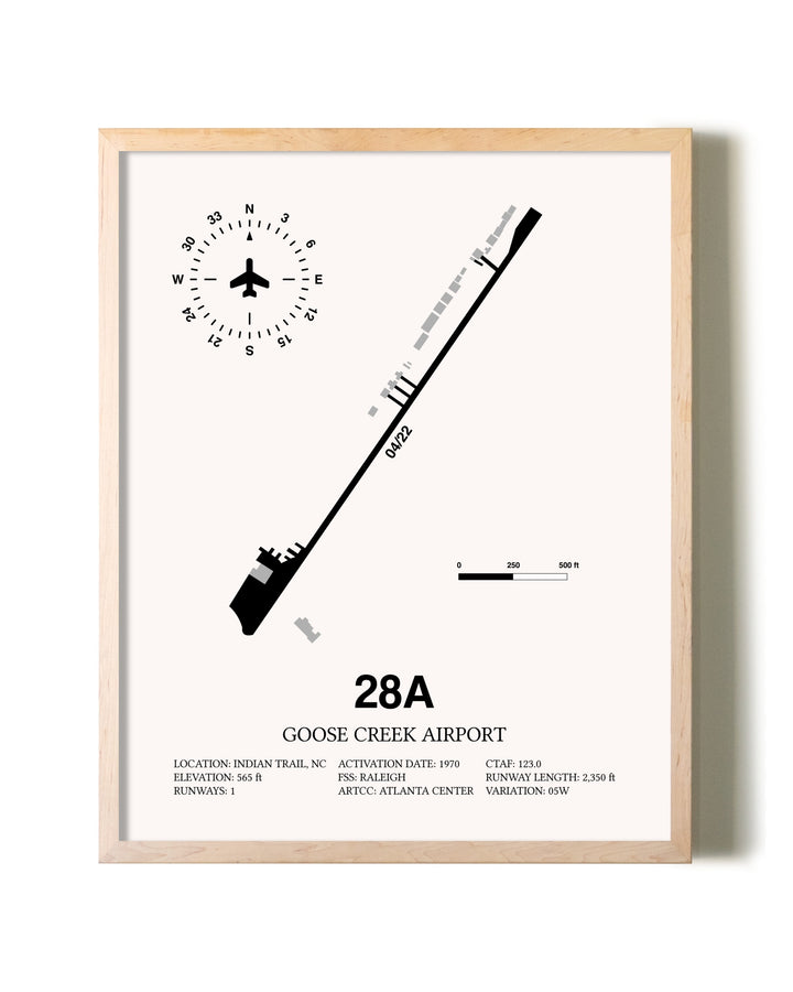 Goose Creek Airport framed wall art in white frame