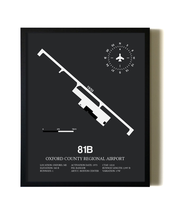 Unframed Oxford County Regional Airport map print poster