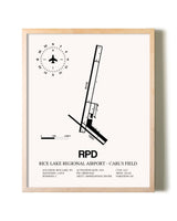 Rice Lake Regional Airport-Carl's Field framed wall art in white frame
