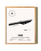 Bob Maxwell Memorial Airfield framed print in natural wood frame