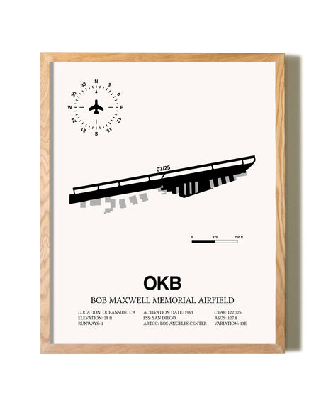 Bob Maxwell Memorial Airfield framed print in natural wood frame