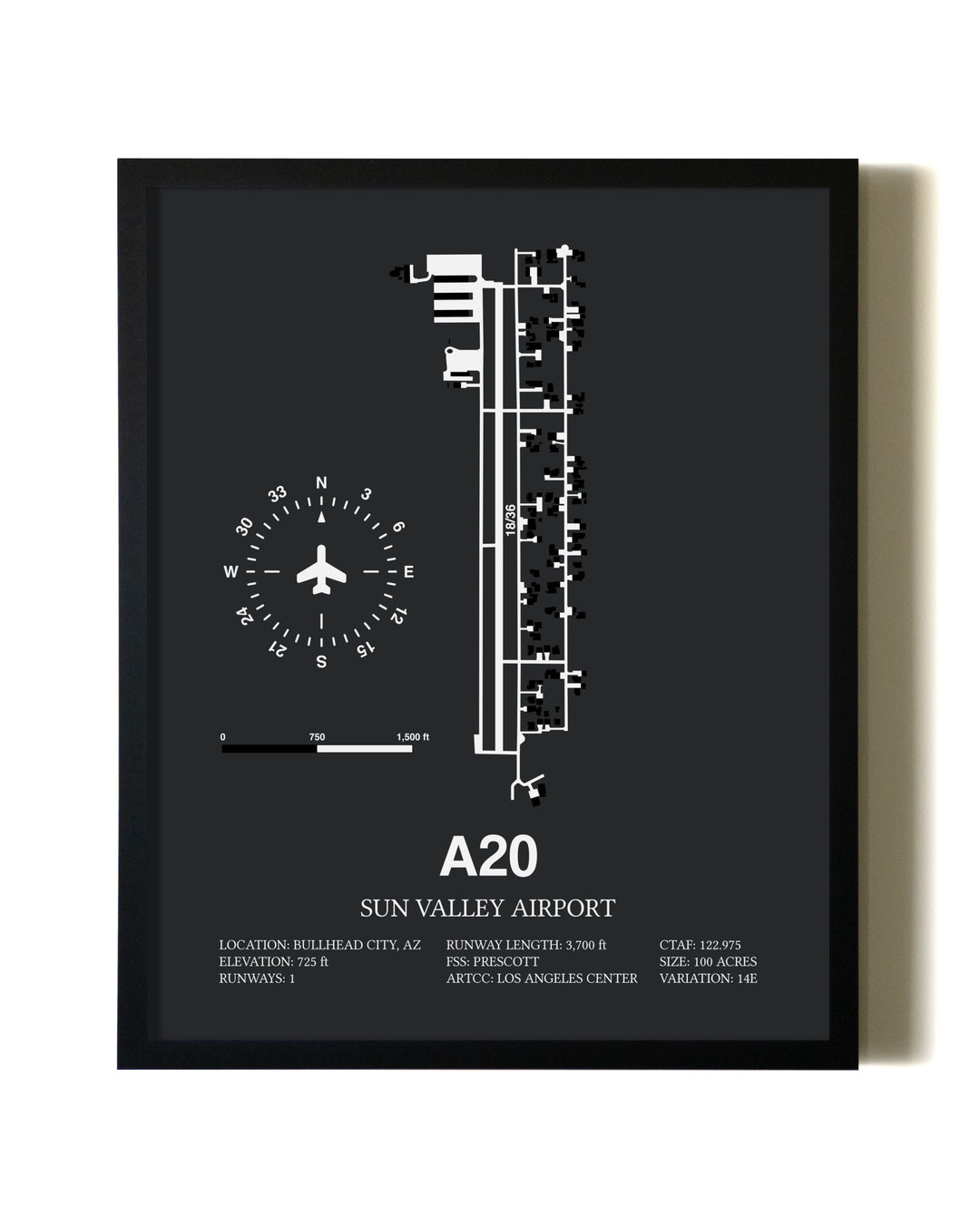 Unframed Sun Valley Airport map print poster