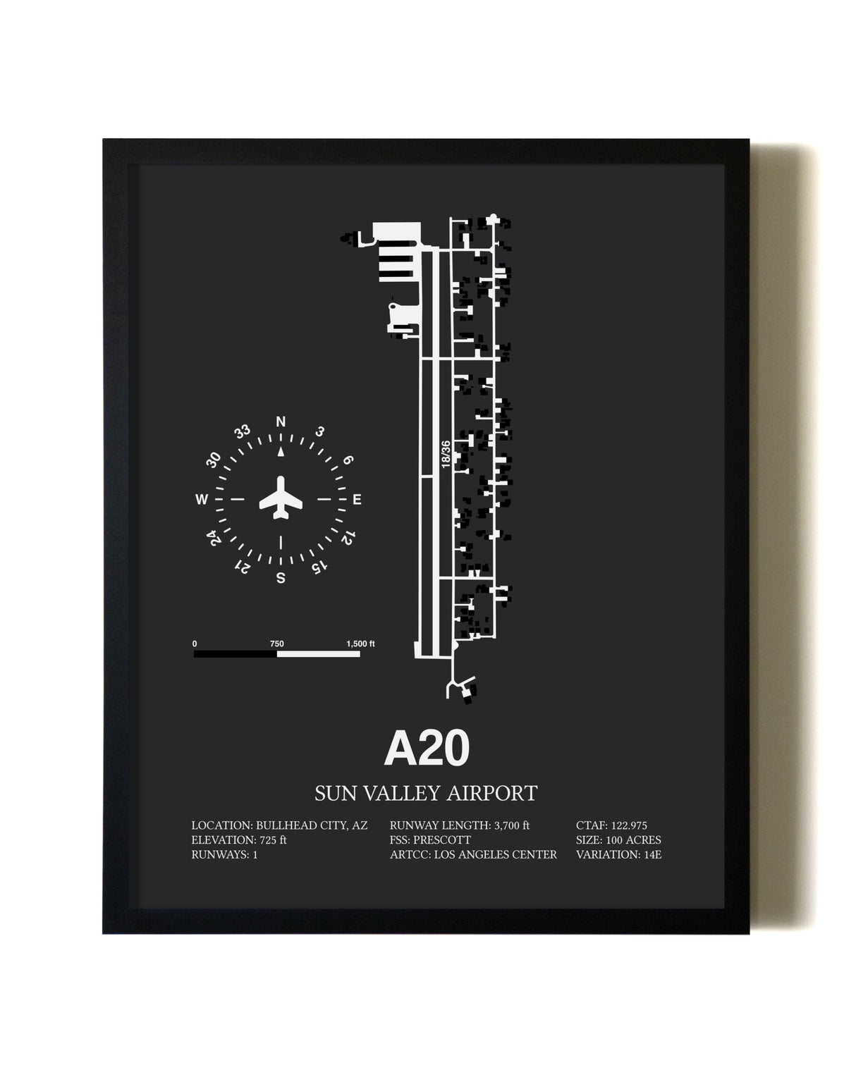 Unframed Sun Valley Airport map print poster