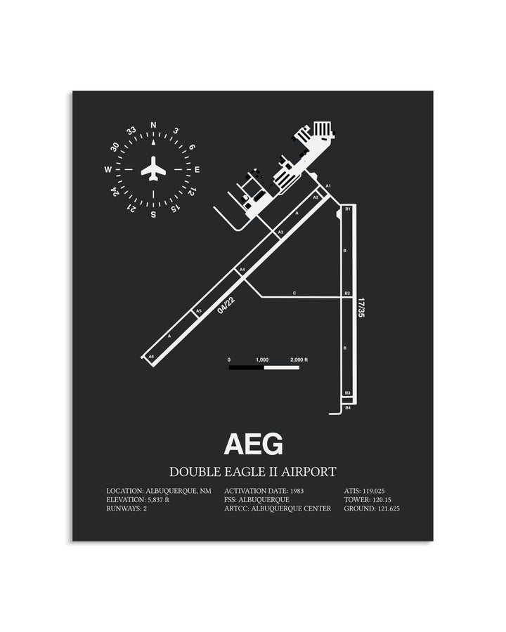 Gray Framed Double Eagle II Airport layout wall art poster