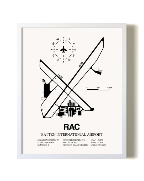 Batten International Airport airport map poster in oak frame